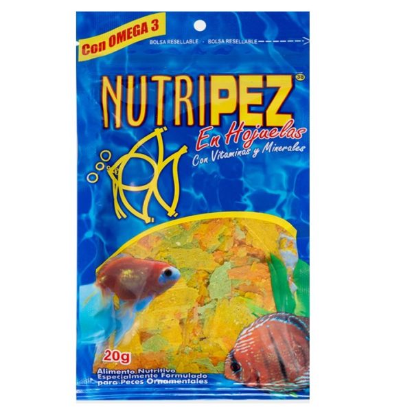 ALIMENTO PARA PECES NUTRIPEZ 20 GRAMOS COMIDA EN HOJUELAS